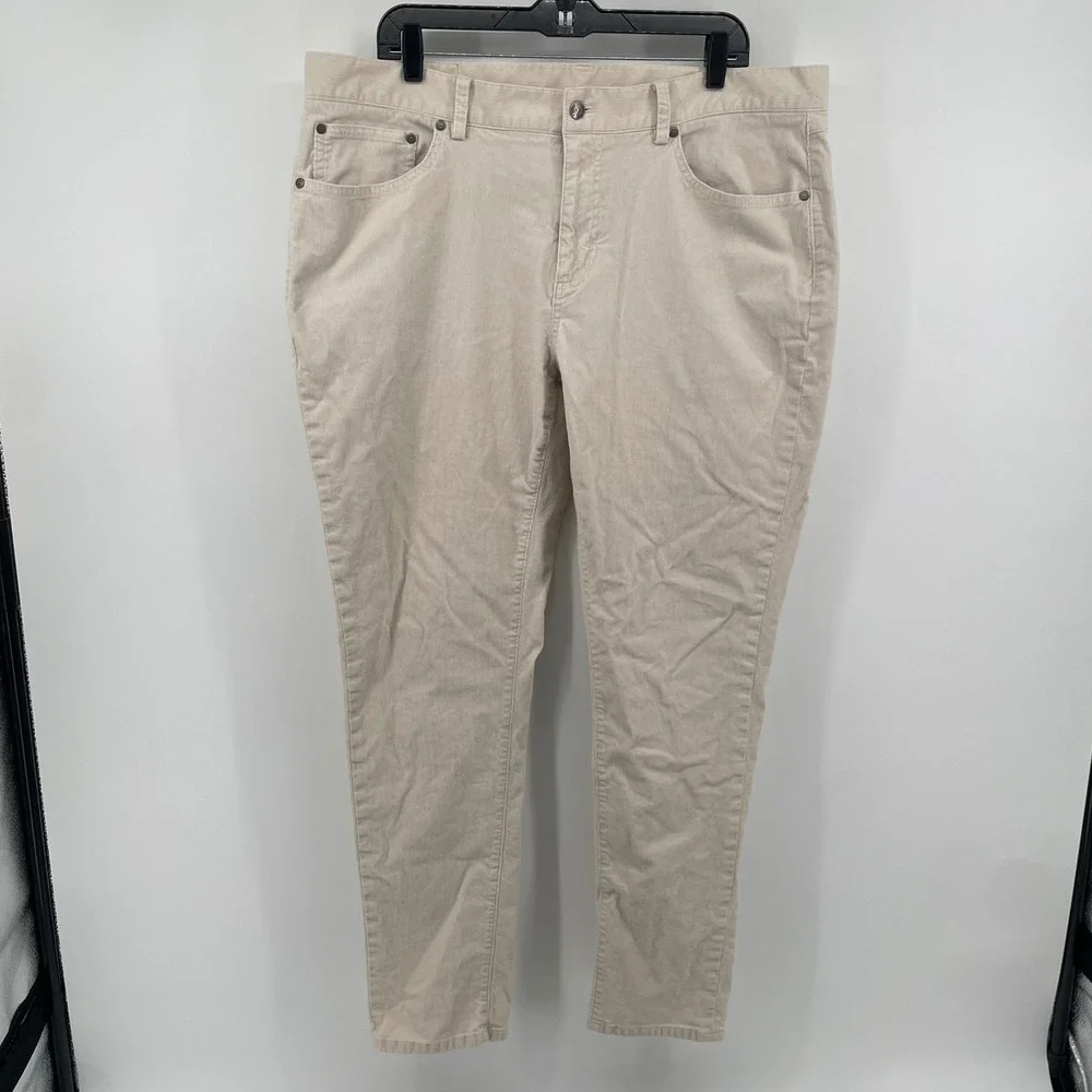 Brooks Brothers Corduroy Pants Mens 40x31 Cream Slim Fit 5-Pocket Trousers